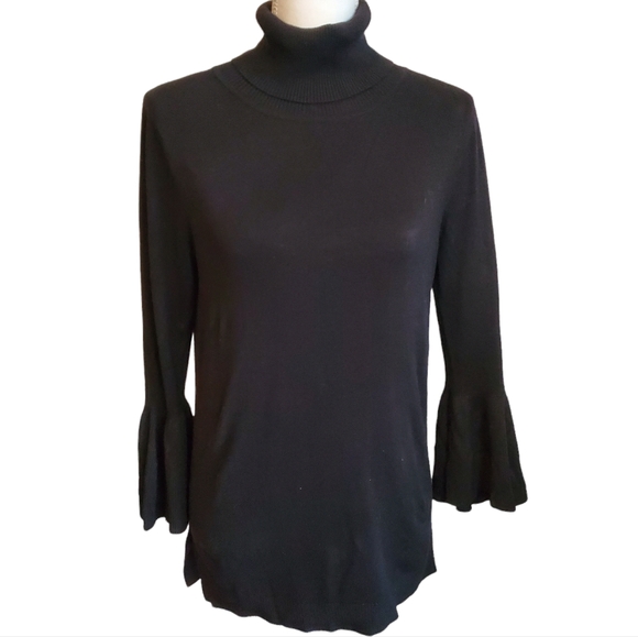 EUC 525 America Bell Sleeve Tulip 3/4 Sleeve Turtleneck Sweater - Picture 2 of 11